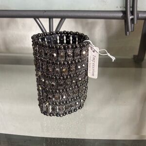 Black Beaded Candle Holder